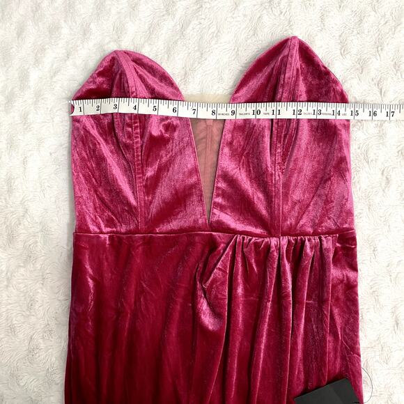 NEW Lulus My Dream Come True Pink Velvet Strapless Elegant Maxi Dress L - Picture 8 of 10